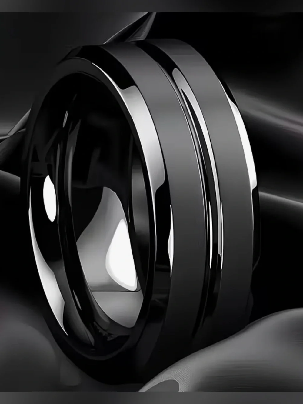 Black Stainless Steel Men’s Wedding Ring Unisex